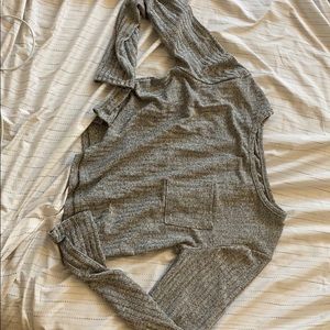 Gray almost silver long sleeve crop top